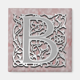 B Monogram "Silver Stone" Square Magnet Magneet