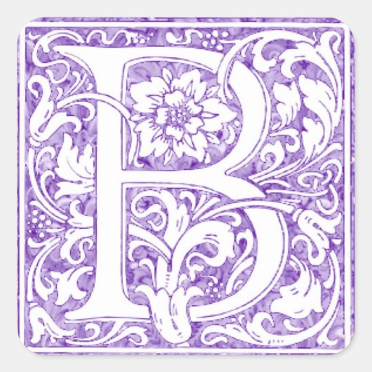 "B"  monogram Vierkante Sticker (Voorkant)
