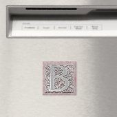 B Monogram "zilveren steen" vierkante magneet (Insitu (Vaatwasser))