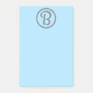 B Monogramme anneau d'argent Bloc-notes post-it