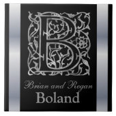 B Monogramme et nom "Besque en noir" Carreaux en c (Devant)