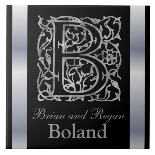 B Monogramme et nom "Besque en noir" Carreaux en c (Devant)