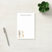 B Monogramme Floral Notes post-it personnalisées (Bureau)