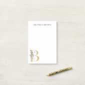 B Monogramme Floral Notes post-it personnalisées (Sur un bureau)