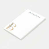 B Monogramme Floral Notes post-it personnalisées (Incliné)