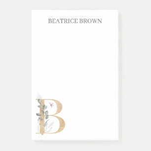 B Monogramme Floral Notes post-it personnalisées