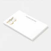 B Monogramme Floral Notes post-it personnalisées (Incliné)