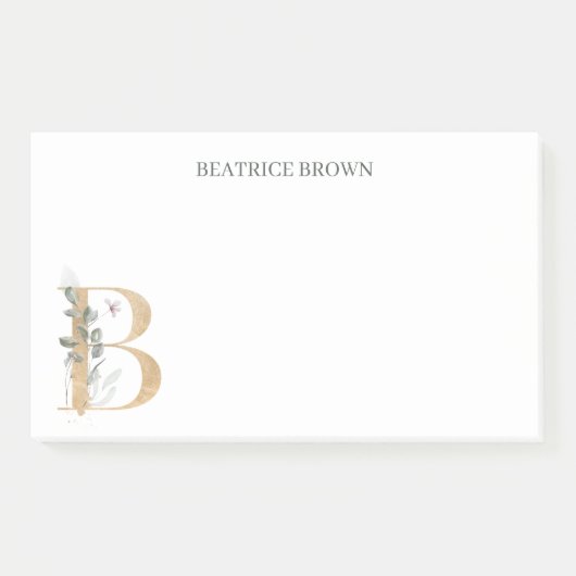 B Monogramme Floral Notes post-it personnalisées (Devant)