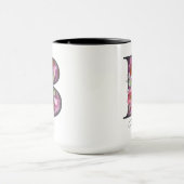 B Monogramme Purple Floral Nom personnalisé Mug (Centre)
