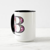 B Monogramme Purple Floral Nom personnalisé Mug (Devant gauche)
