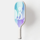 B Naam Pickleball Paddle Paarse Blue Bubble Modern (Links)