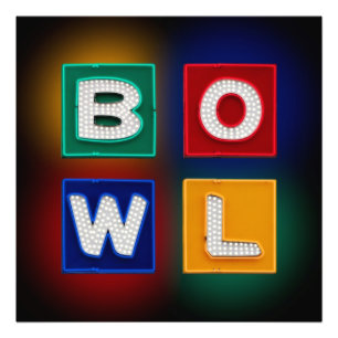 B O W L, Bowling Muur Kunst Foto Afdruk