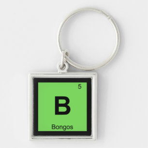 B - Periodiek tabelsymbool voor Muziek in Bongos Sleutelhanger