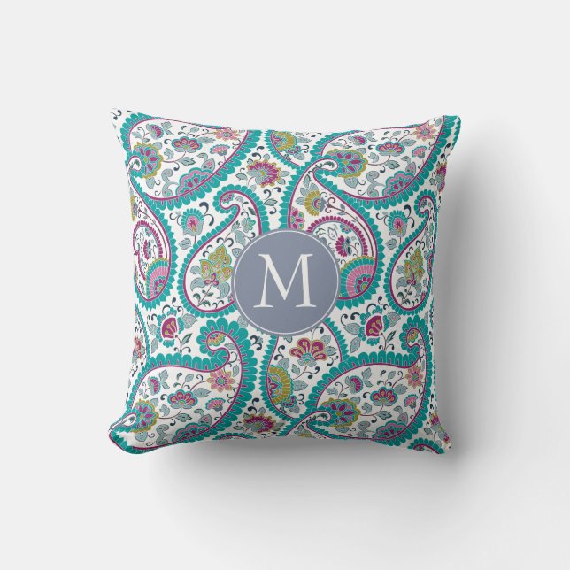 B Perse Boteh Paisley Motif Coussin de monogramme (Recto)