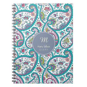B Persian Boteh Paisley Pattern Monogram Diary N Notitieboek