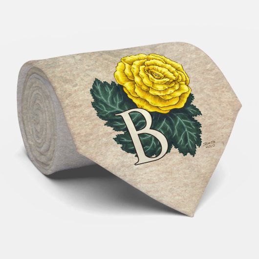 B pour la cravate de monogramme de fleur de (Roulé)