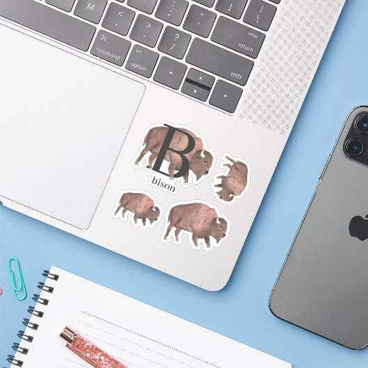 B pour Stickers Bison (Ordinateur portable avec iPhone)
