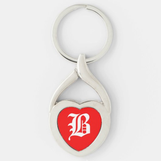 "B" Red Heart Sleutelhanger (Voorkant)