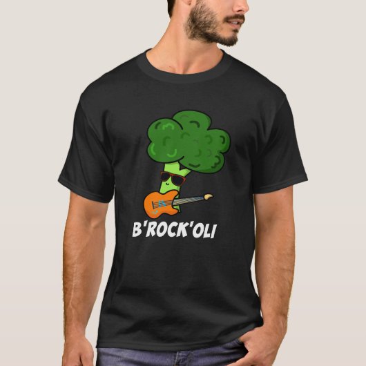 B-Rock-Oli Funny Rocker Broccoli Pun Dark BG T-shirt (Voorkant)