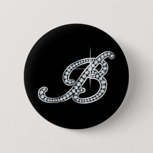 B script "Diamond Bling" Ronde Button 5,7 Cm