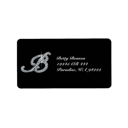 B Script Faux-"Diamond Bling" Etiket (Voorkant)