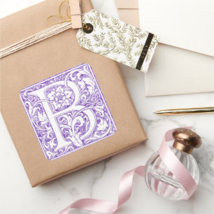 "B" Sierlijk Monogram Vierkante Sticker