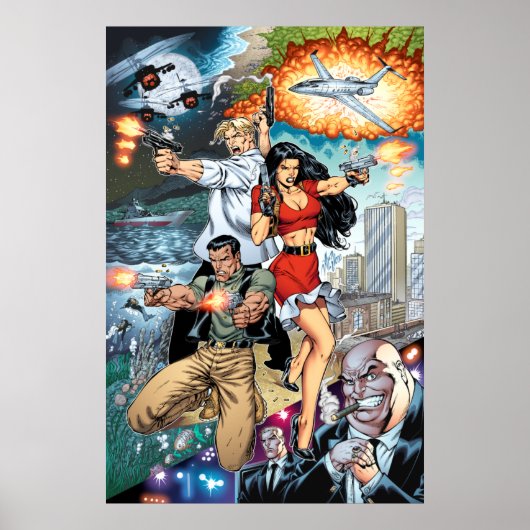 B@stard Stew Action Comic Art van Al Rio Poster (Voorkant)