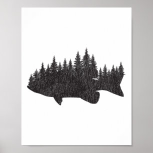 B Visserijbos - Grootbekbaars Kleurbaars Visser Poster