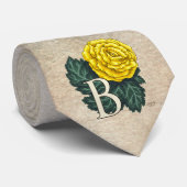 B voor Begonia Flower Monogram Necktie Stropdas (Opgerold)