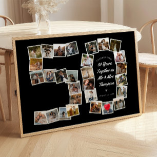 B & W 50e verjaardag 50 jaar fotocollage Poster