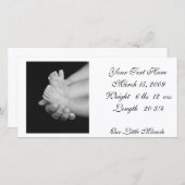 B&W Babys Voeten Fotokaart Aankondiging (Voorkant / Achterkant)