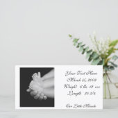 B&W Babys Voeten Fotokaart Aankondiging (Staand voorkant)