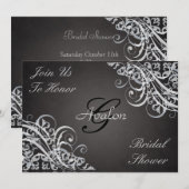 B&W Baroque Swirls Bridal Shower Invitation Kaart (Voorkant / Achterkant)