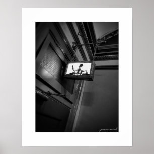 B&W Bioscoop Dames Toilet Bord Poster Print