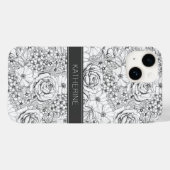 B&W Bloementuin Roos Patroon Case-Mate iPhone Case (Achterkant (horizontaal))