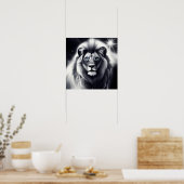 B&W Blue Eyed Lion Poster (Keuken)