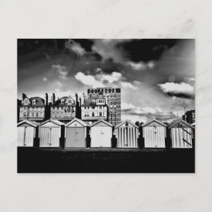 B&W Brighton Beach Huts Briefkaart