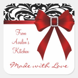 B&W Brocade Red Bow Bakken Stickers