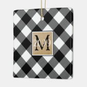 B&W Buffalo-cheque monogram foto Keepomwille Keramisch Ornament (Links)
