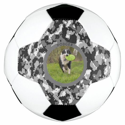 B & W Camo Dog Name Afbeelding Play personaliseren Voetbal (Voorkant)