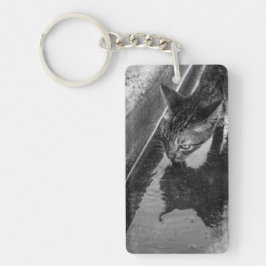 B&W - Cat Drink Sleutelhanger