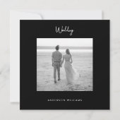 B/W Damask Photo Wedding Save the Date (Achterkant)