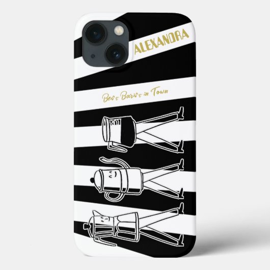 B & W Drie koffiezetapparaten Gestreepte koffie Case-Mate iPhone Case (Achterkant)