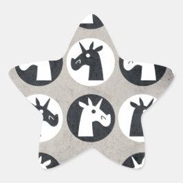 B&W Eenhoorn Stippen Ster Sticker