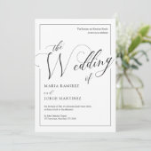 B&W Élégant Faire-part de mariage de script formel (Debout devant)