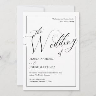 B&W Élégant Faire-part de mariage de script formel