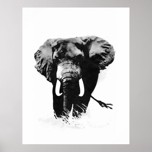 B&W Elephant Posters Prints (Voorkant)