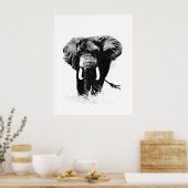 B&W Elephant Posters Prints (Keuken)