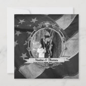 B&W Faire-part de mariage militaire avec photo (Devant)