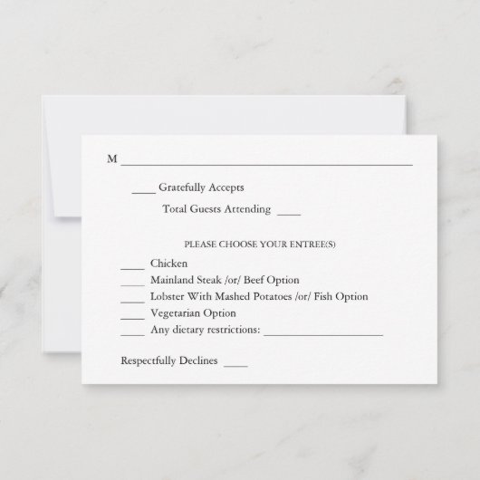 B&W Floral blanc w Repas RSVP (Dos)